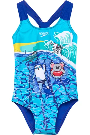 Speedo Girls Digital Printed Swimsuit Blue