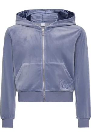 Lindex Sweatshirt Velour With Hoodie Blue