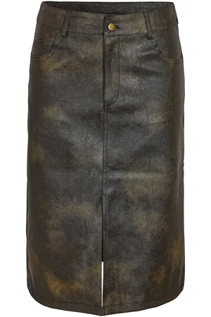 Noisy May Nmarmy Pu Nw Front Slit Midi Skirt Wvn Green