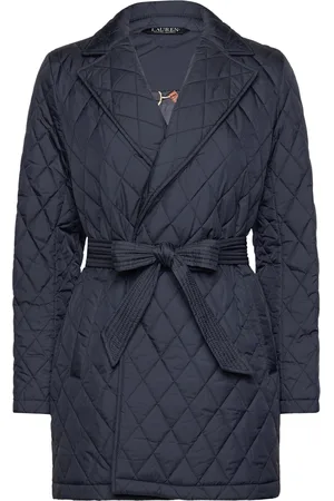 Ralph Lauren Diamond-Quilted Wrap Coat Navy