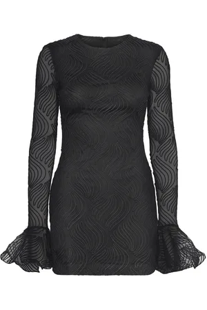 ROTATE Shiny Mini Flounce Dress Black