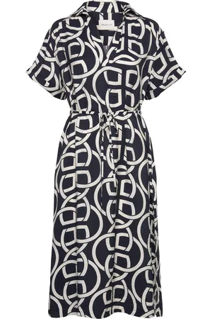 GANT Rel Monogram Print Ss Caftan Navy