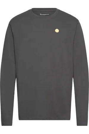 Knowledge Cotton Apparal Badge Long Sleeve - Gots/Vegan Grey