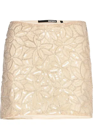 ROTATE Sequin Mini Skirt Beige