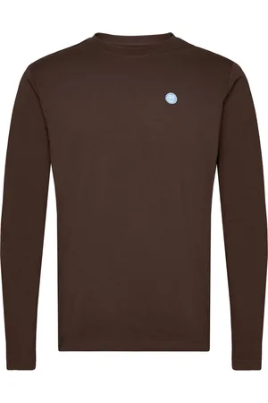 Knowledge Cotton Apparal Badge Long Sleeve - Gots/Vegan Brown