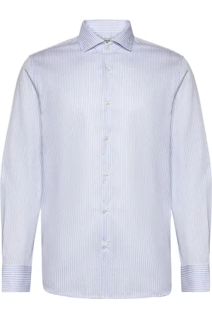 MANGO Regular-Fit Cotton Striped Suit Shirt Blue