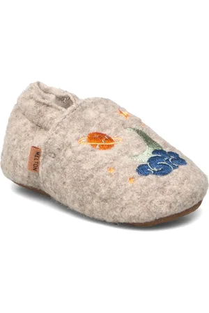 Melton Universe Wool Slippers Beige