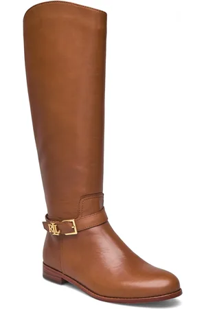 Ralph Lauren Brooke Burnished Leather Riding Boot Brown