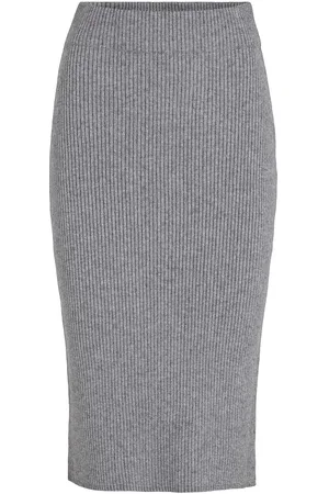 VILA Viril Pencil Hw Knit Skirt - Noos Grey