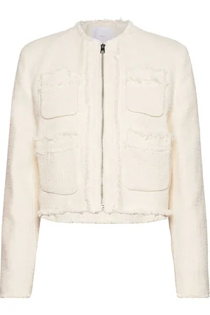 MANGO Tweed Jacket With Zip Cream