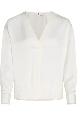 Tommy Hilfiger Rwb Stitch V-Neck Ls Blouse White