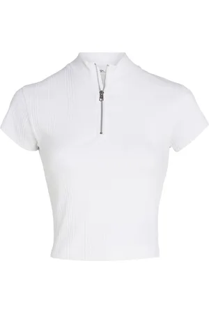 Calvin Klein Variegated Rib Half Zip Top White