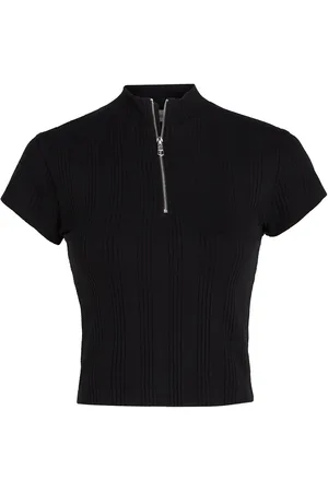 Calvin Klein Variegated Rib Half Zip Top Black