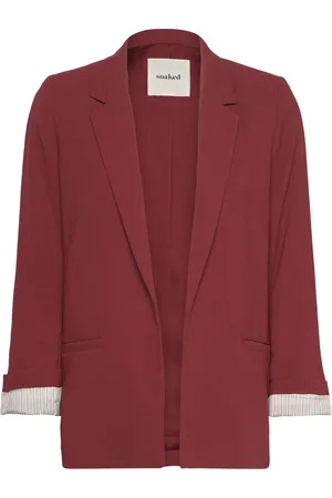 Soaked in Luxury Slshirley Fold-Up Blazer Burgundy
