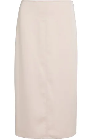 Calvin Klein Structured Satin Skirt Cream