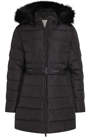 Calvin Klein Mw Padded Scuba Belted Coat Black