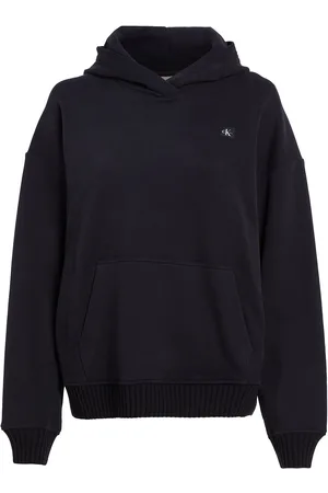 Calvin Klein Woven Label Peached Hoodie Black
