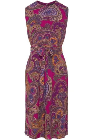 Ralph Lauren Paisley Belted Bubble Crepe Dress Pink