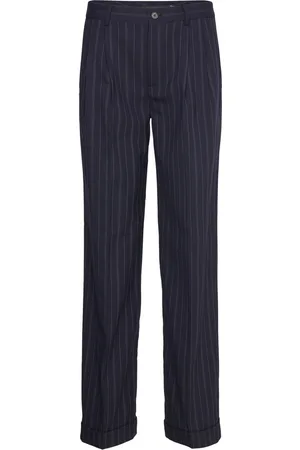 Ralph Lauren Pleated Wool-Blend Crepe Pant Navy