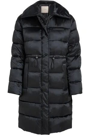 Calvin Klein Mw Padded Satin Drawstring Coat Black