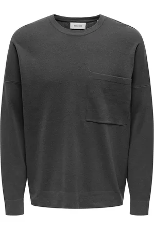 Only & Sons Onslamai Ovz 12 Ls Pocket Crew Knit Grey
