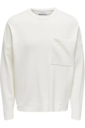 Only & Sons Onslamai Ovz 12 Ls Pocket Crew Knit White