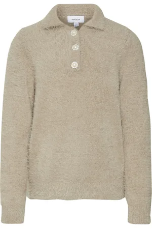 VERO MODA Vmbess Ls Short Polo Neck Pullover Girl Beige
