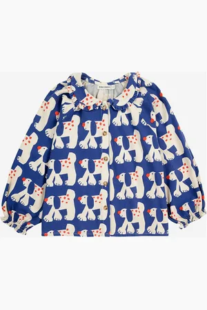 Bobo Choses Fairy Dog All Over Ranglan Sleeve Woven Blouse Blue