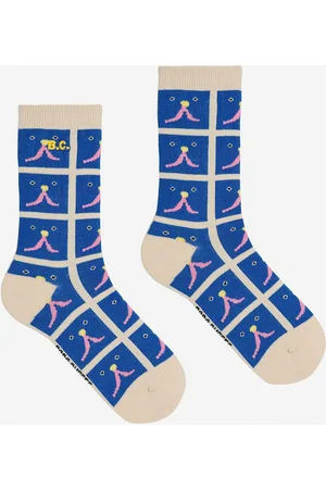 Bobo Choses Funny Face All Over Long Socks Blue