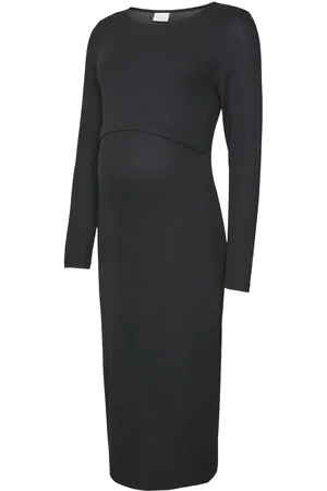 Mama;licious Mlbrynna June Ls Jrs Midi Dress 2F Noos Black
