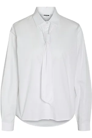Noisy May Nmfreja L/S Tie Shirt Wvn Fwd White