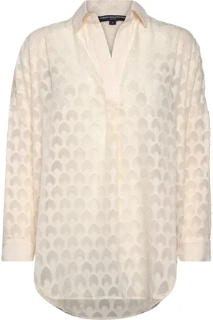French Connection Geo Burnout Popover Shirt Beige