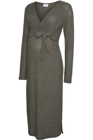 Mama;licious Mlannette Tess Ls Jrs Midi Dress 2F Brown