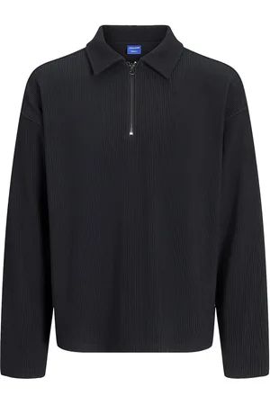 JACK & JONES Jorrick Plisse Sweat Zip Split Polo Ln Jack & J S Black