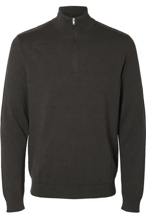 SELECTED Slhberg Half Zip Cardigan Noos Brown