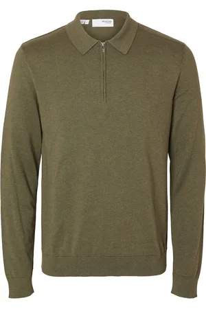 SELECTED Slhberg Ls Half Zip Polo Noos Green