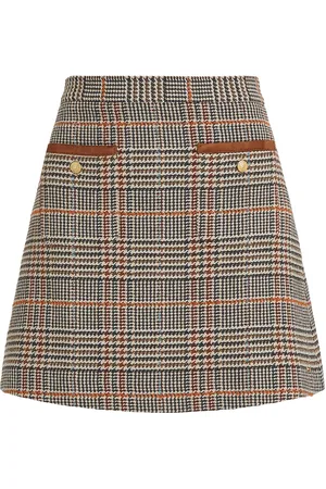 Tommy Hilfiger Tweed Wool Mix Check Mini Skirt Brown