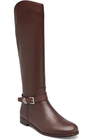 Ralph Lauren Brooke Burnished Leather Riding Boot Brown