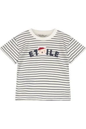MANGO Striped Cotton T-Shirt White