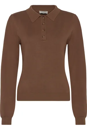 Norr Als Polo Knit Top Brown