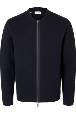 SELECTED Slhmike Ls Knit Baseball Zip Cardigan Navy