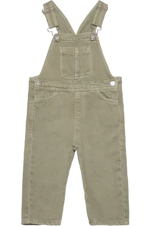 MANGO Cotton Dungarees Green