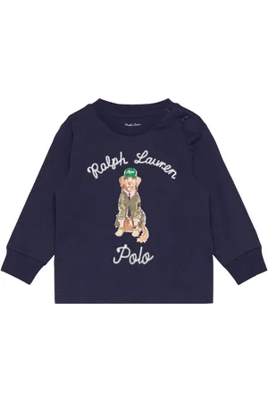 Ralph Lauren Dog-Print Cotton Long-Sleeve Tee Navy