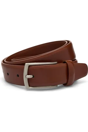 MANGO Leather Belt Brown