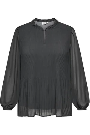 ONLY Carpiona L/S Plisse Blouse Wvn Black