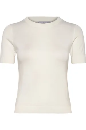 MANGO Short-Sleeved Fine-Knit Sweater Cream