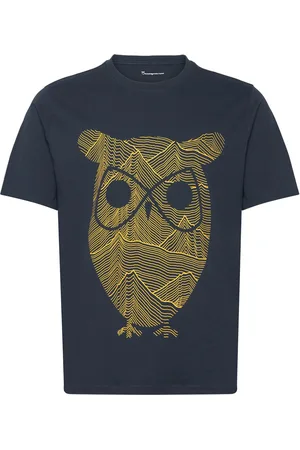 Knowledge Cotton Apparal Regular Fit Mountain T-Shirt - Rege Navy