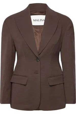 By Malina Ella Tailored Peplum Blazer Brown
