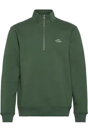 Mads Norgaard Standard Half Zip Logo Sweat Green