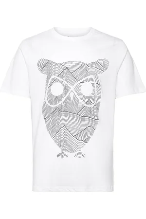 Knowledge Cotton Apparal Regular Fit Mountain T-Shirt - Rege White